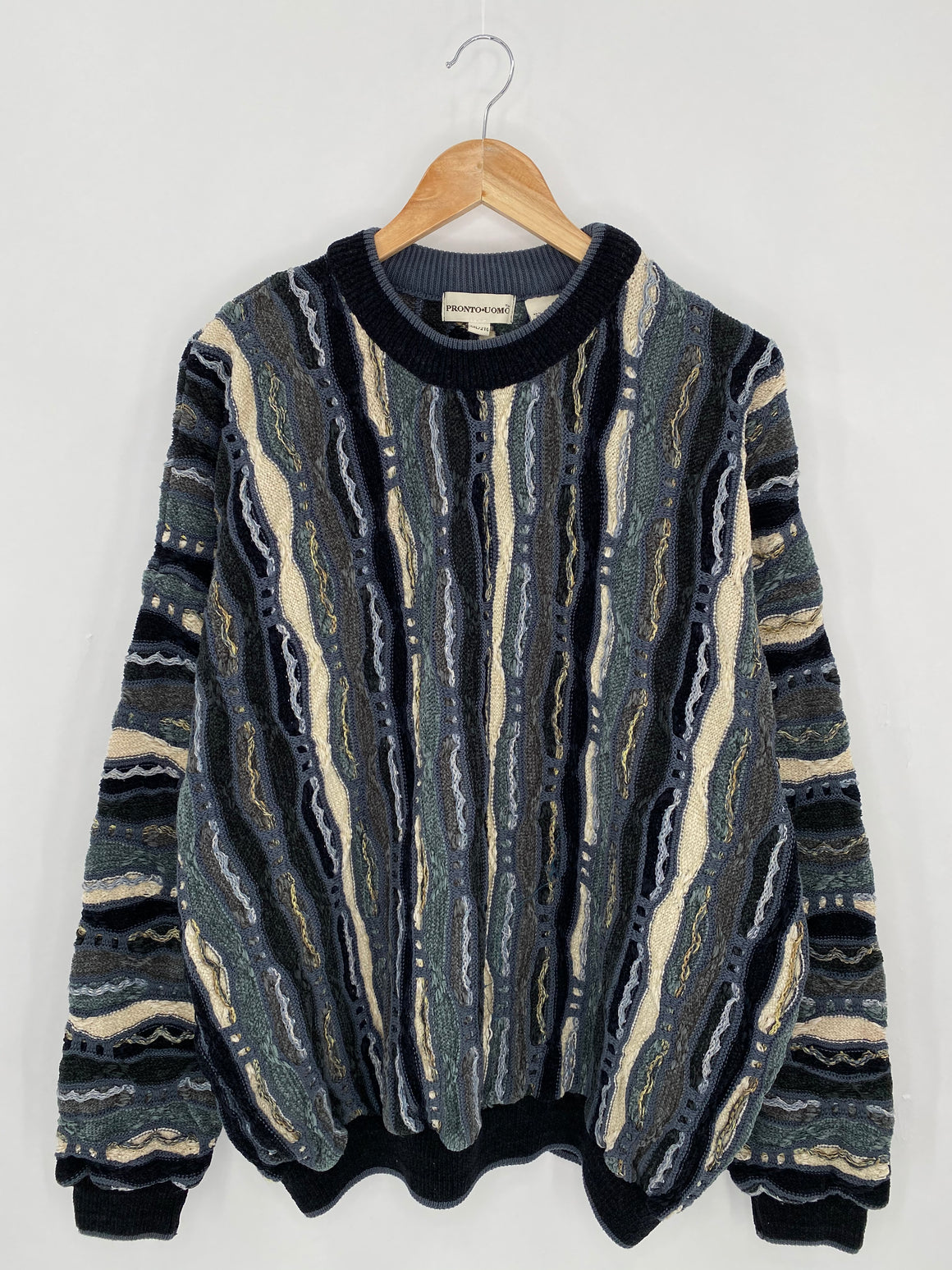 Vintage 3D Coogi-Style Size XXL Knit Sweater / 6266 ...