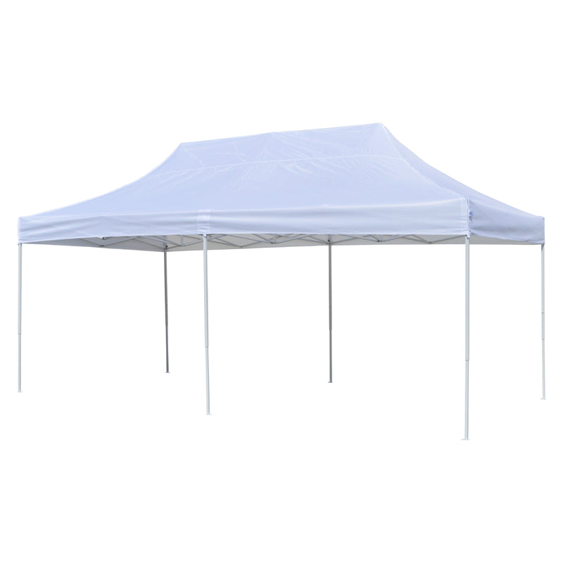 White 10x20 Pop Up Canopy Tent Durable Steel Frame With Water-Resistant  Polyester Fabric Top Heavy Duty Wheeled Canopy Bag And Stake Kit Included 