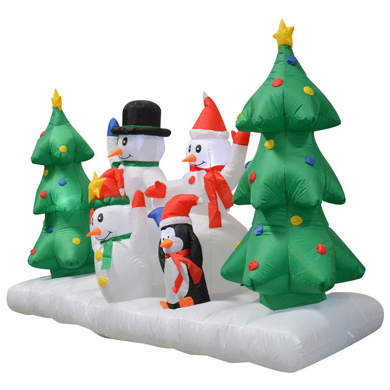 Inflatable Yard Christmas Decoration, Lighted Snowman Family, 8' Wide