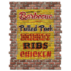Pit Barbecue BBQ Menu Faux Brick Decal