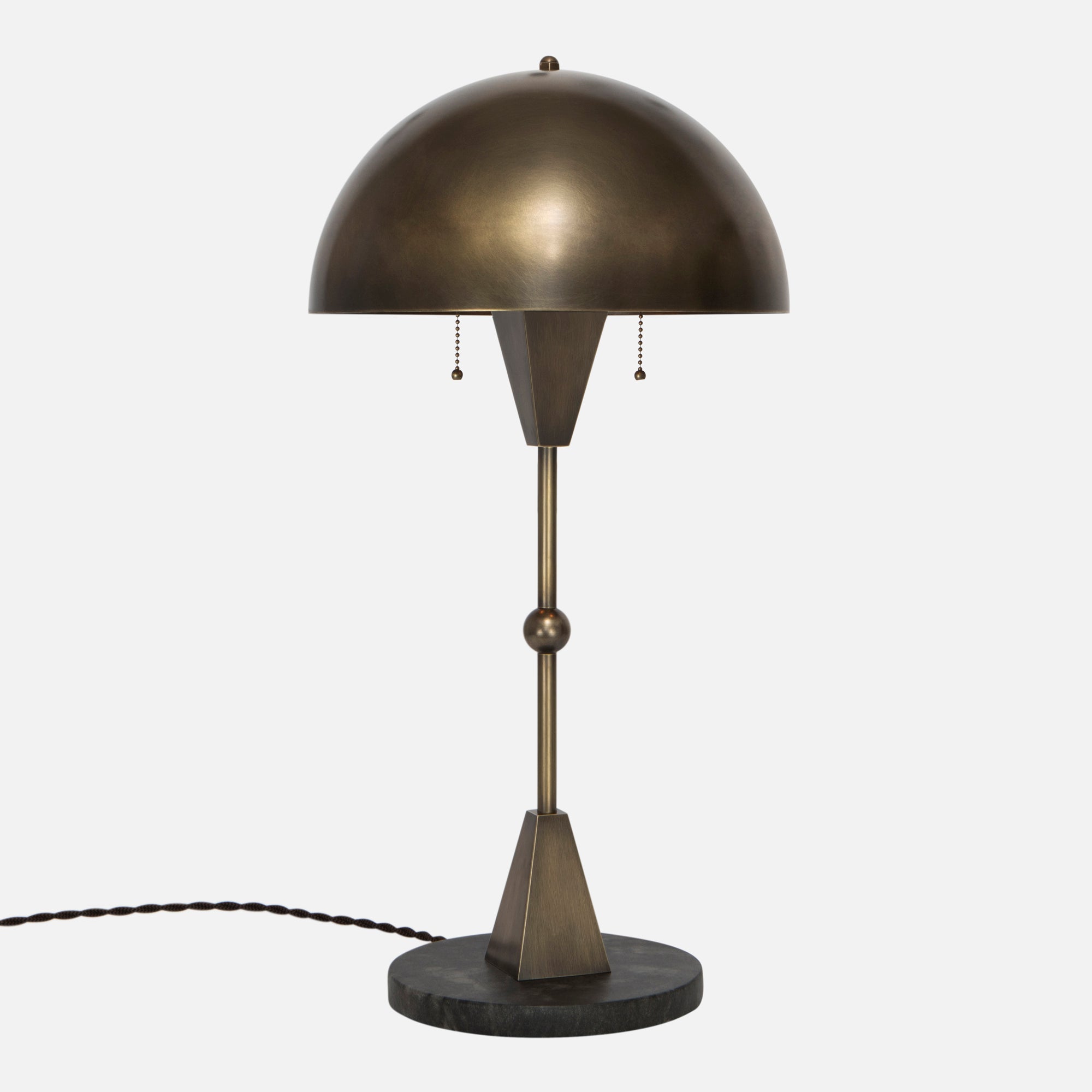 Zig Brass Pipe Desk & Table Lamp - Green Dome Shade