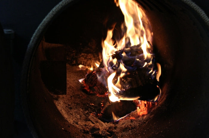 wood fire for smoking meat