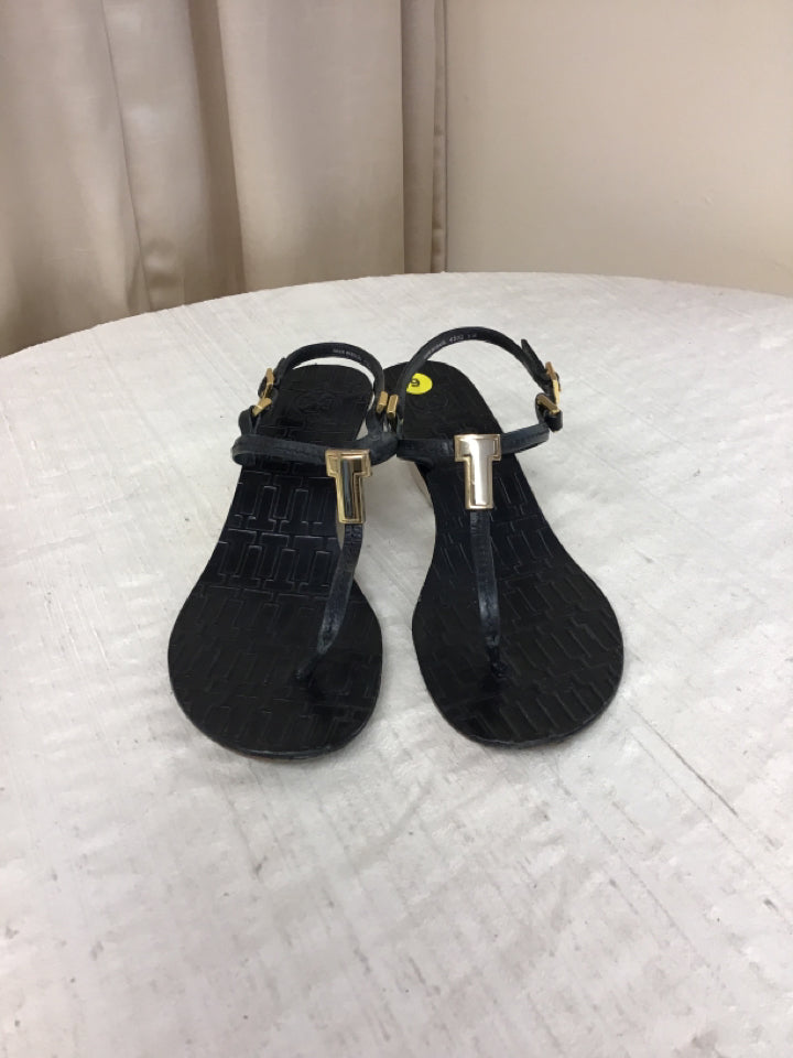 Tory Burch Women's Size 9 Black Leather Wedged Heel Sandals – Fashion  Exchange Consignment