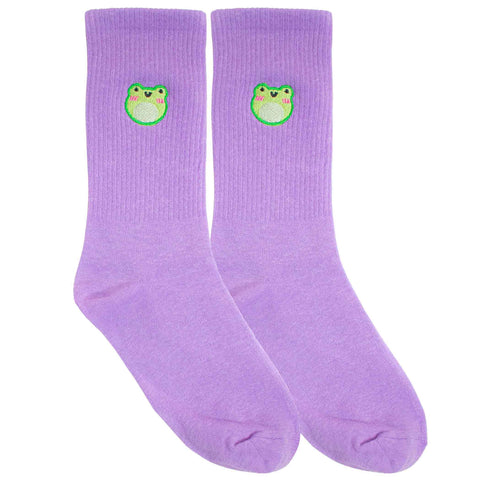 Happy Albert The Frog Embroidered Socks