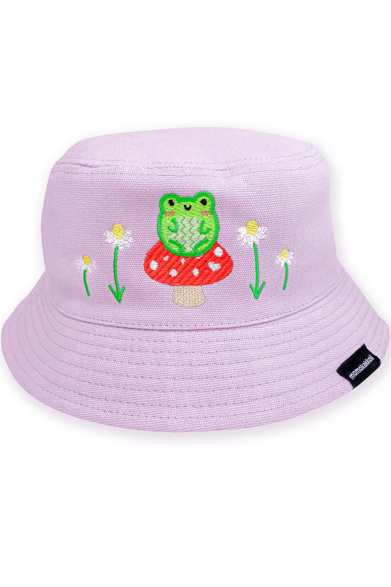 Albert the Frog & Mushroom Embroidered Bucket Hat – Momokakkoii