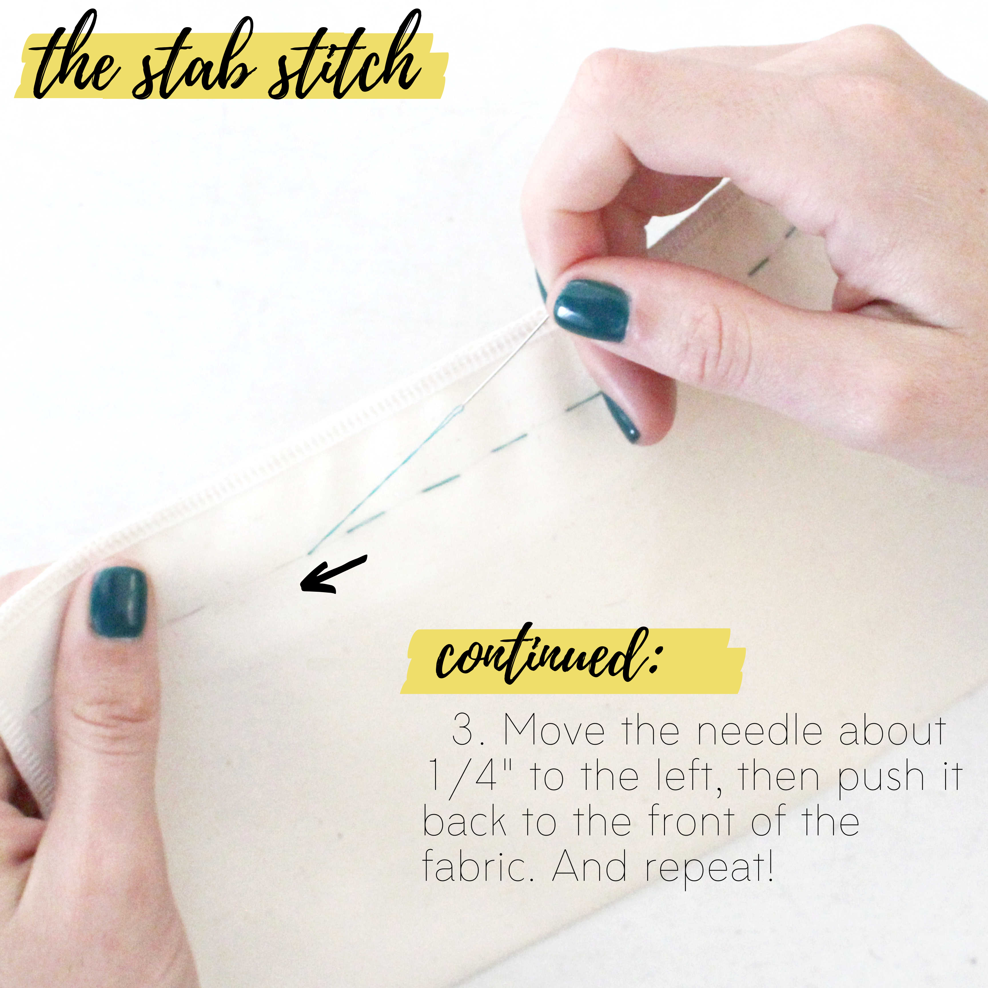 How To Sew Different Types Of Hand Stitches: The Stab Stitch