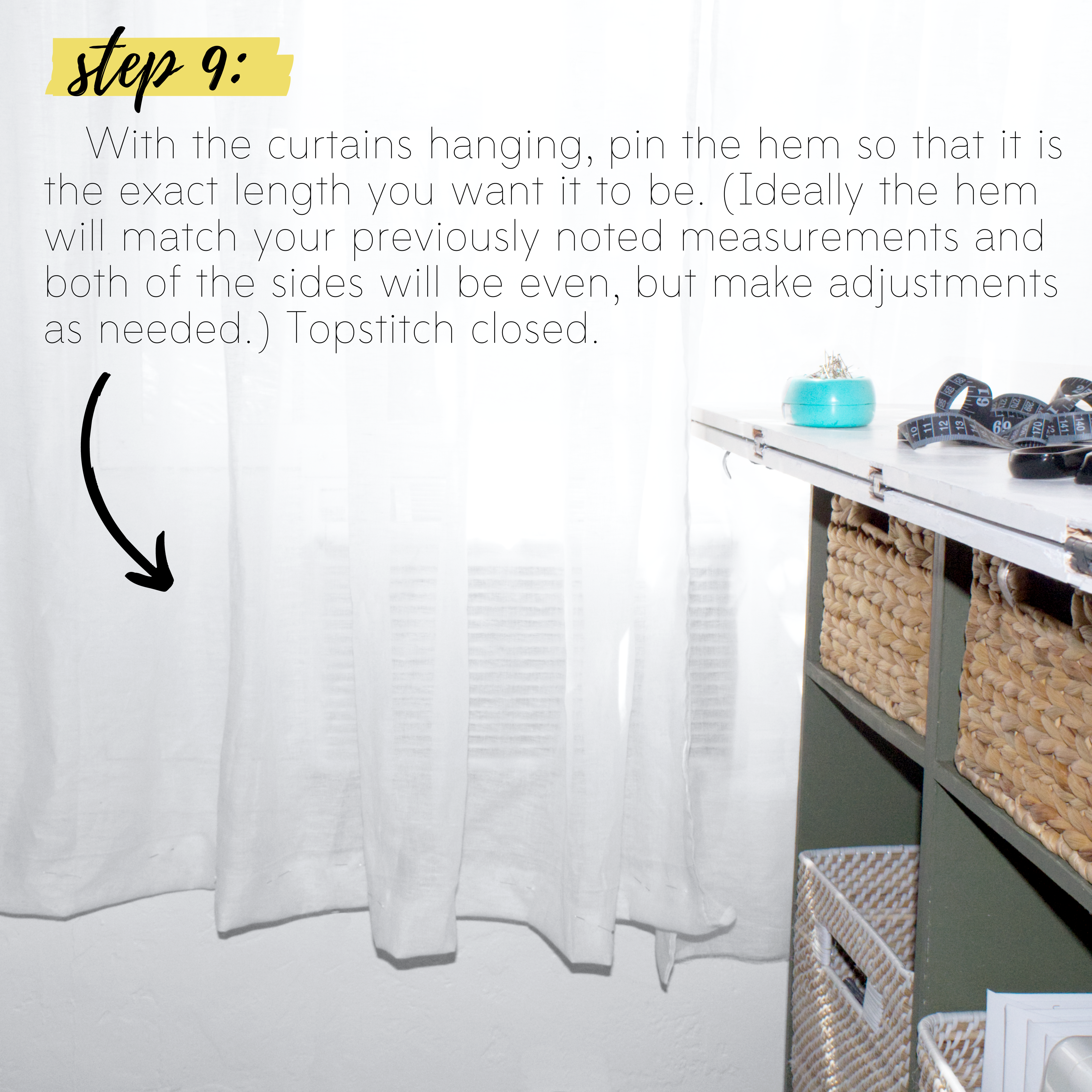 How to sew easy curtains DIY sewing tutorial: Step 9