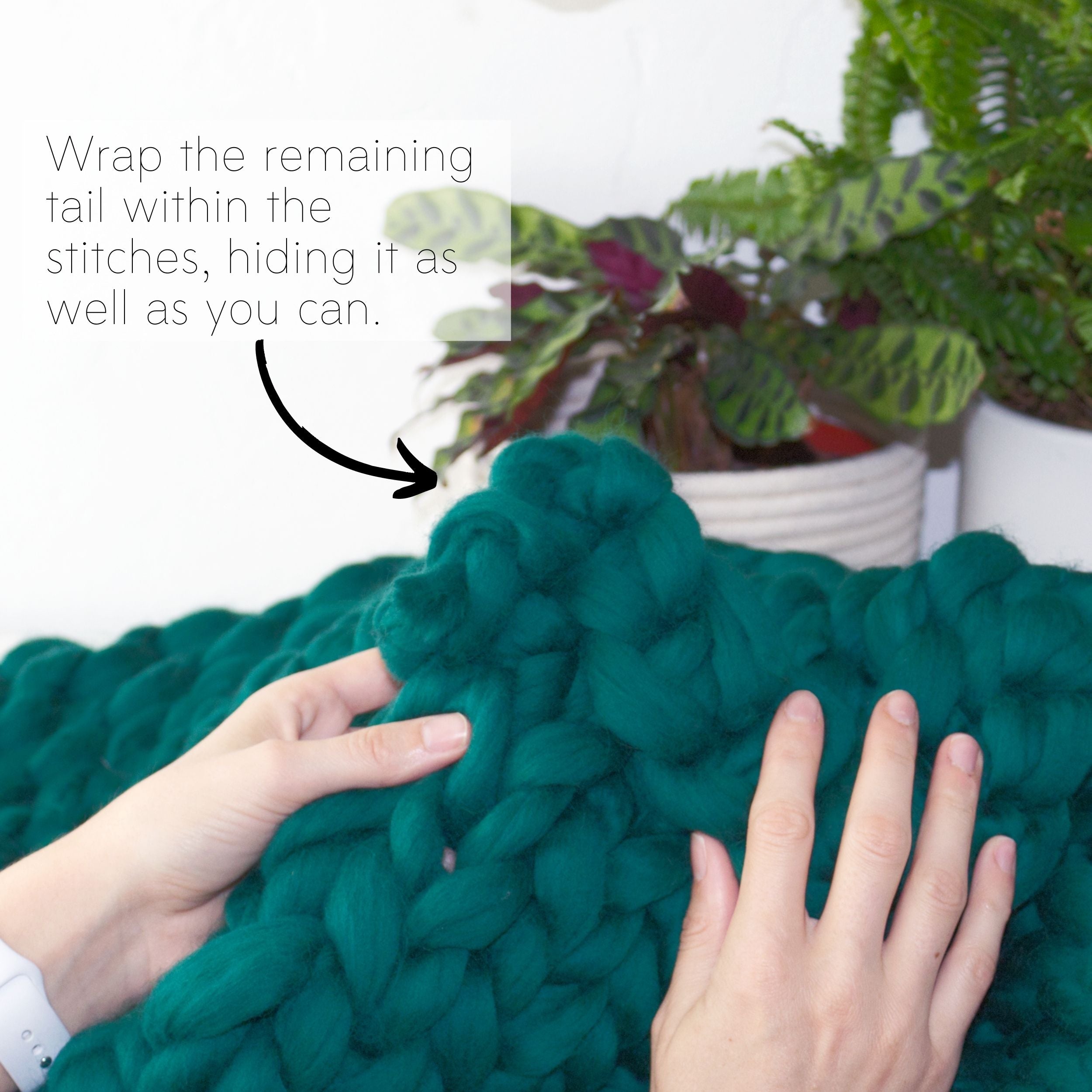 How to make a DIY chunky knit blanket, step 7.5