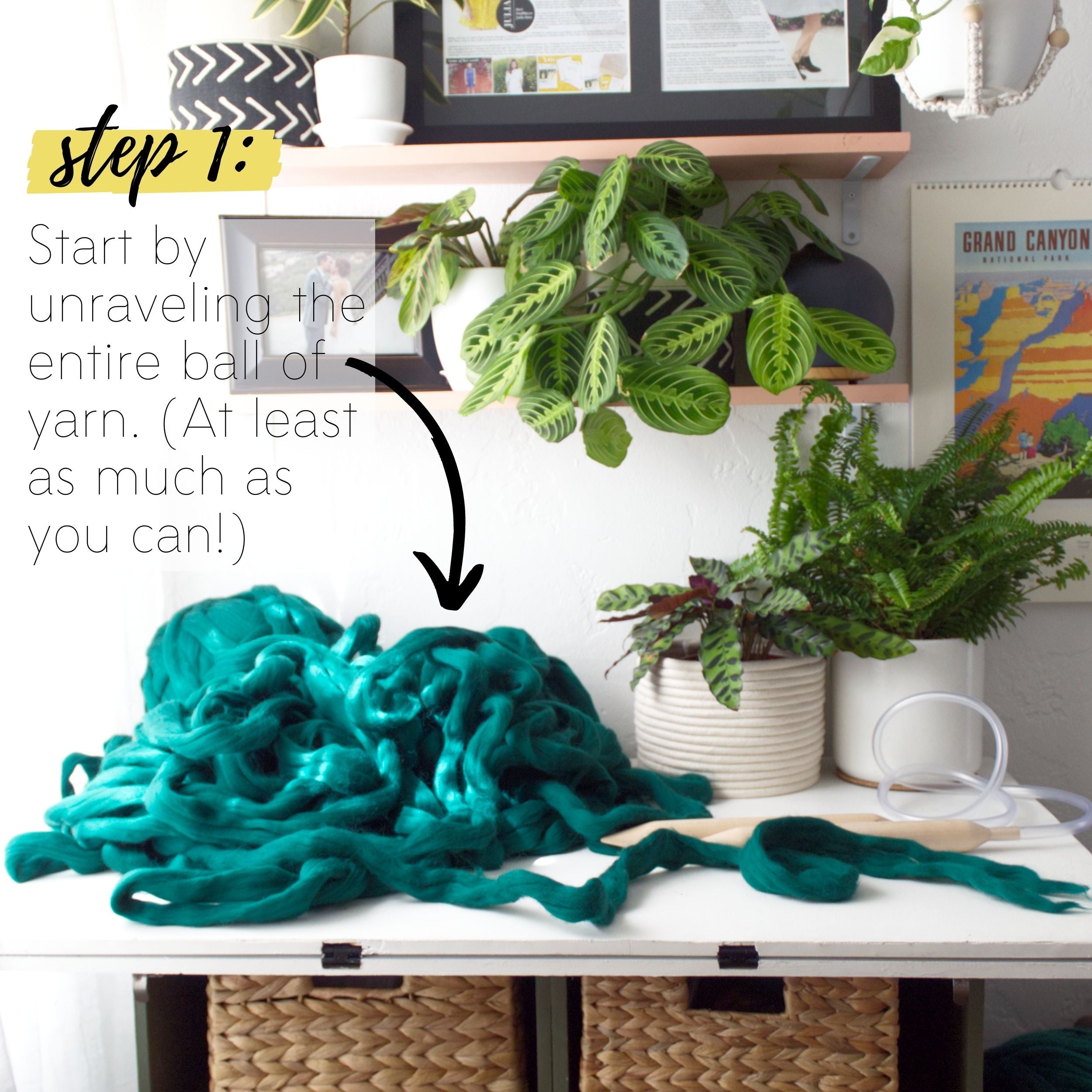 How to make a DIY chunky knit blanket, step 1
