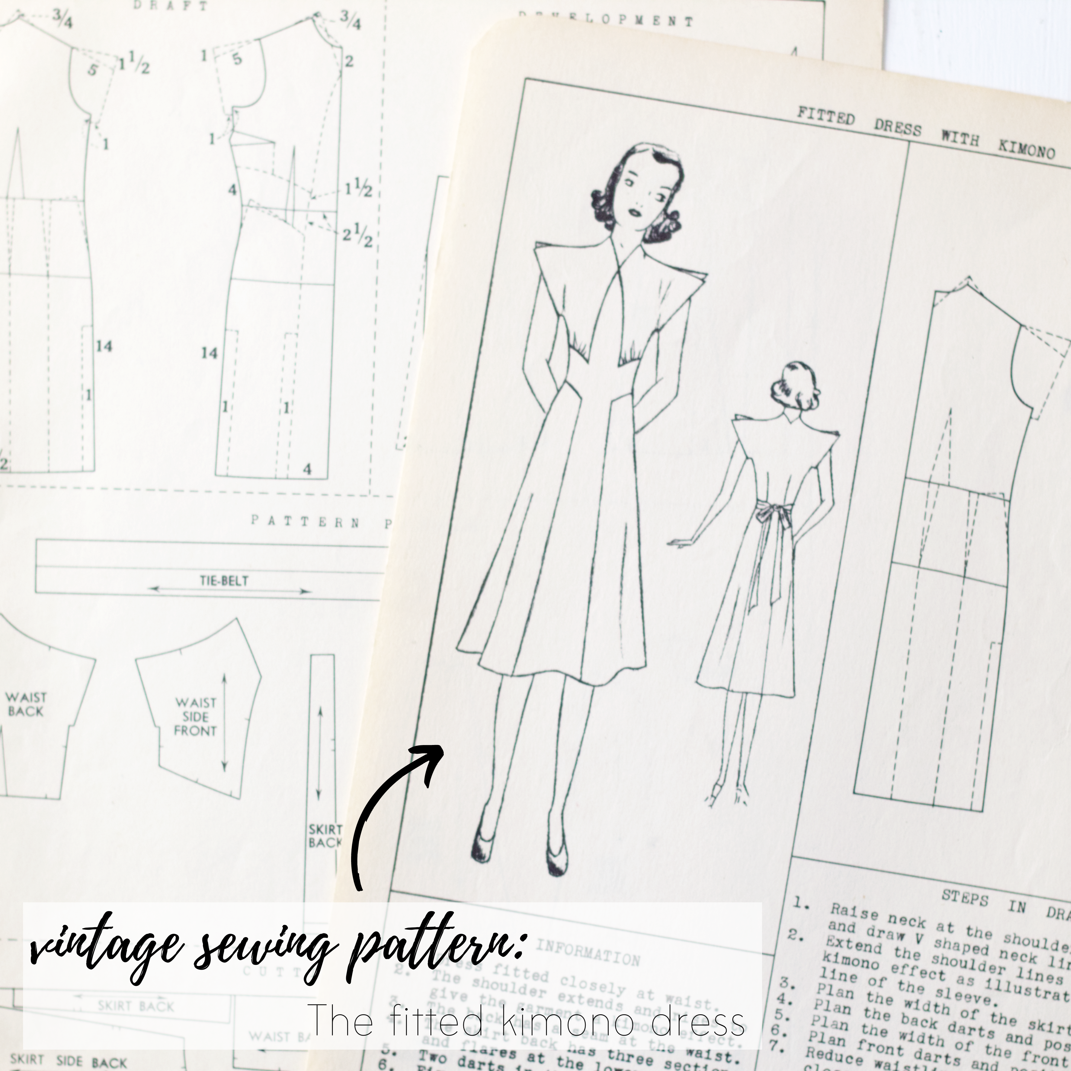 Vintage sewing pattern inspiration: The fitted kimono dress