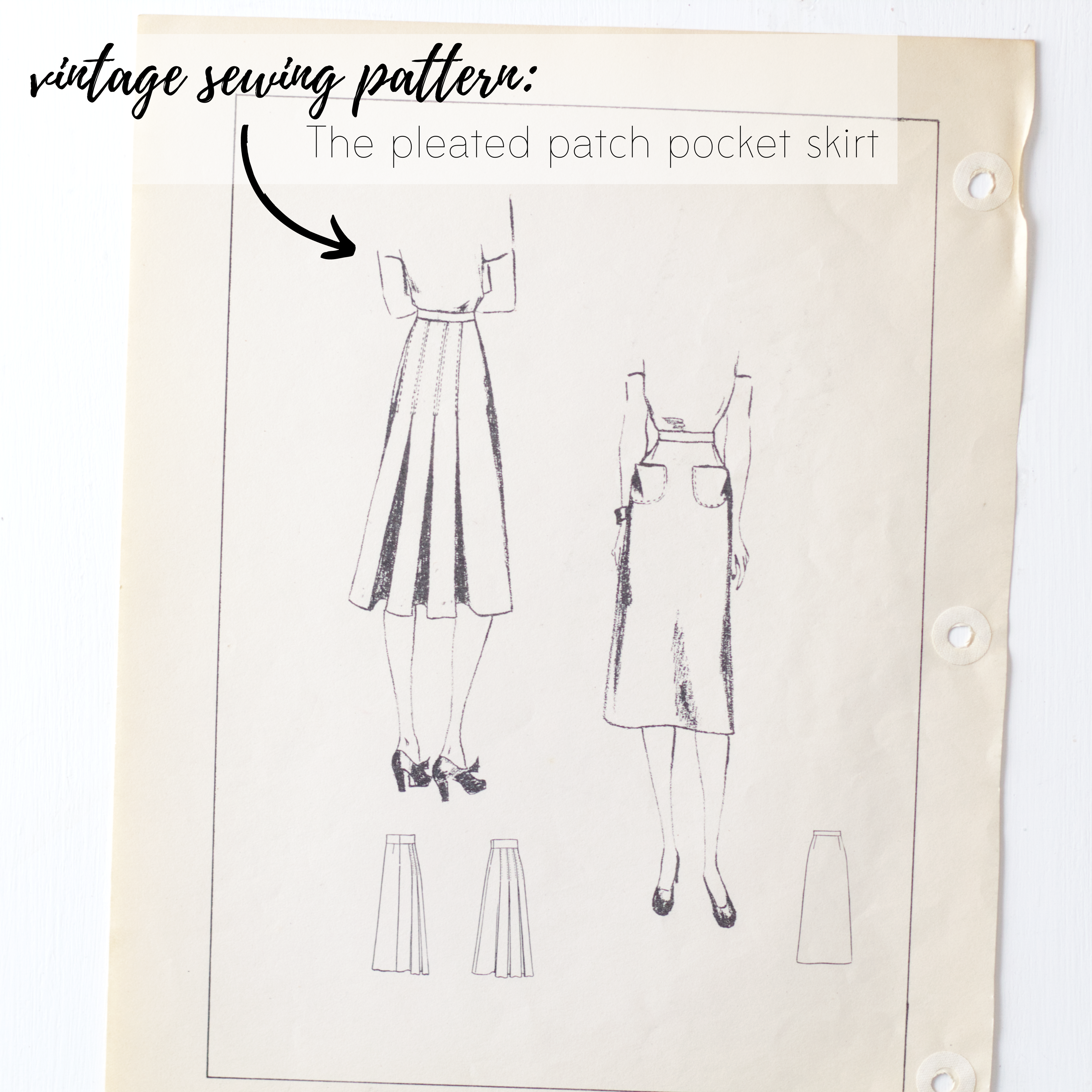 Vintage sewing pattern inspiration: The pleated patch pocket skirt