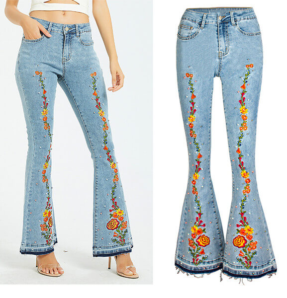Embroidered Bell Bottom Jeans | Statement Jeans | DENIMUSE