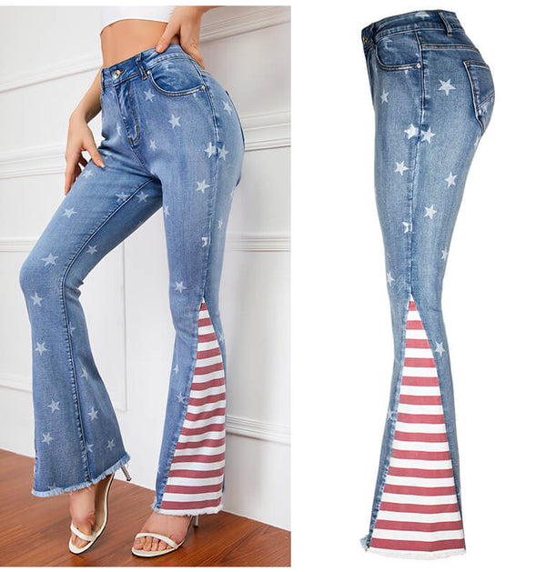 womens printed jeans