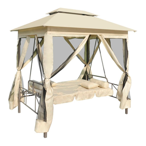 vidaXL Luxury Outdoor Gazebo Swing Chair Sunbed Cream White - Porch Swings - SproutRite