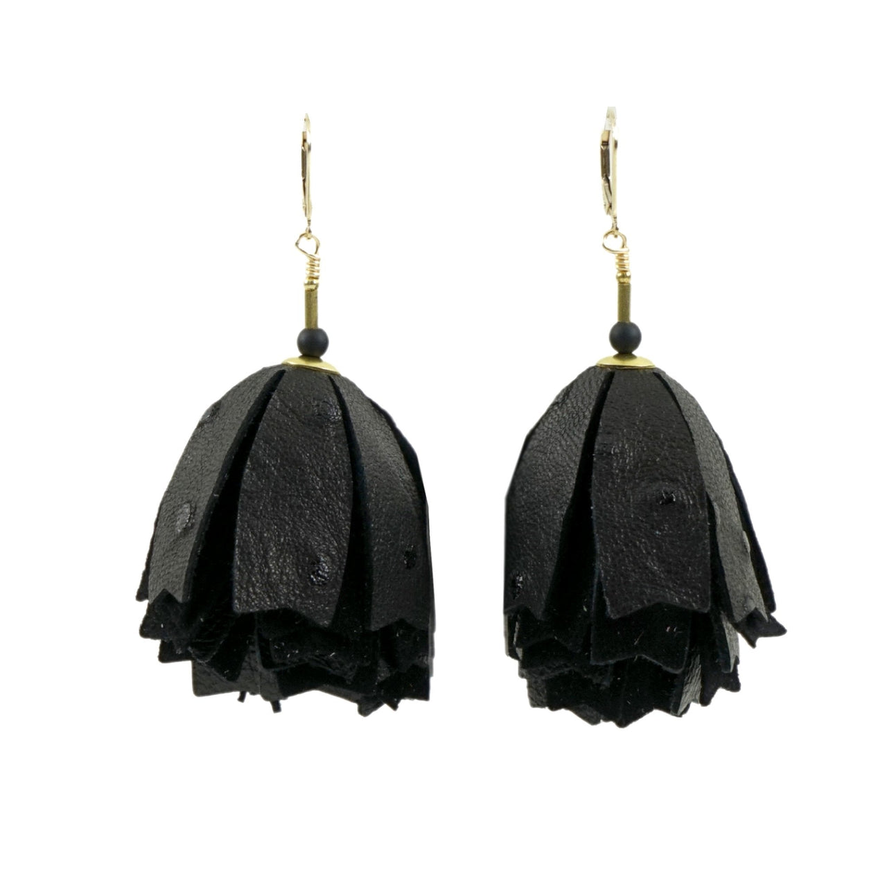 Jahde Leather Rose Earrings-Black