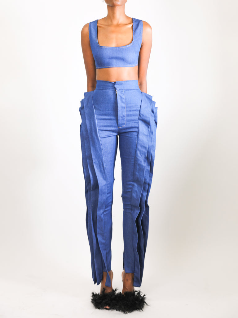 Denim Pleat Pants – From Grayscale