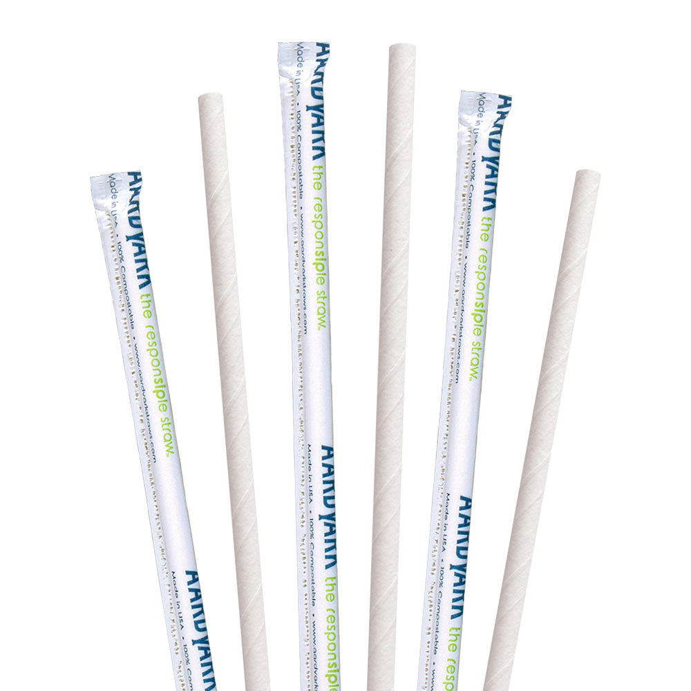 5.75" Wrapped White Milk Paper Straws - 3200 ct. - Aardvark Straws product image