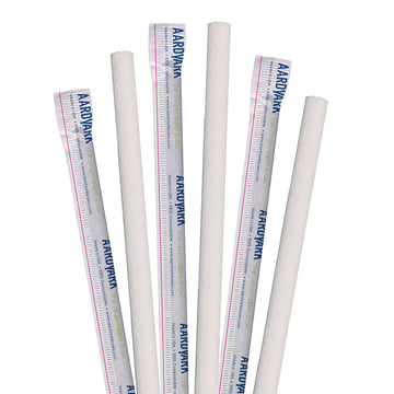 12 Mm White Paper Wrapped Straw, 100 Pieces