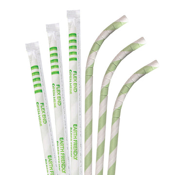 Snowflake and Striped Christmas Paper Straws, 7-3/4-inch, 40-Piece