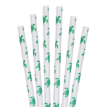 7.75 Sea Turtle Eco-Flex Retail Packs Paper Straws - 24 Ct.