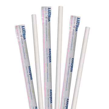 10 Wrapped White Jumbo Paper Straws - 3200 Ct.