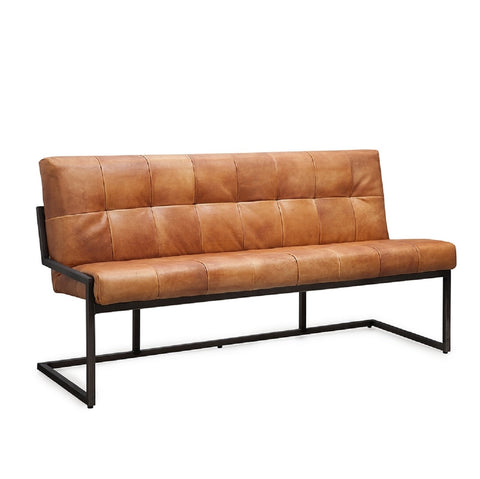 Dining room bench made of buffalo leather and steel | Model CABALLERO HOME24