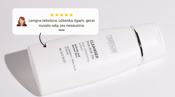 Rūgštinis veido prausiklis jautriai odai | Natinuel prausiklis CLEANSER 5% | MISIJA ODA