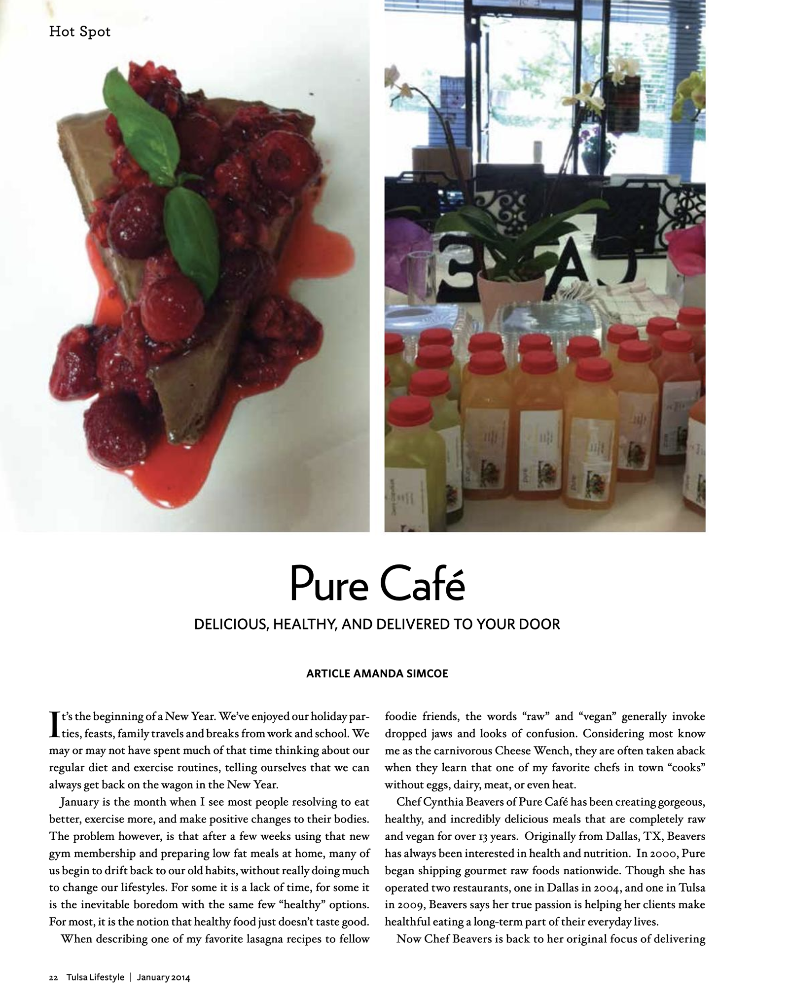 Pure Food + Juice article in Tulsa Lifestyle January 2014