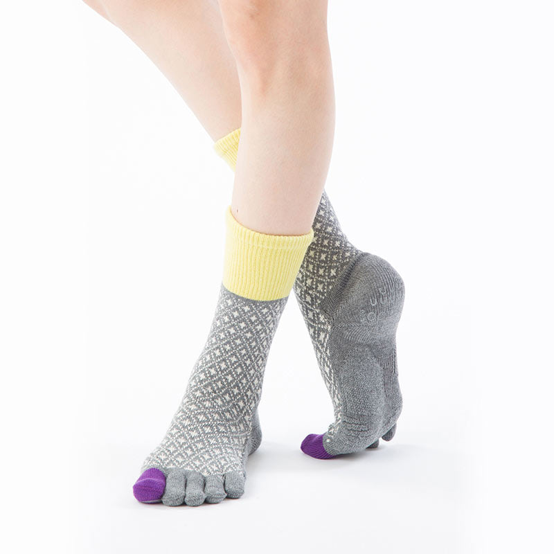 Arch Support Heather Footie Grip Toe Socks With *Power Pads*