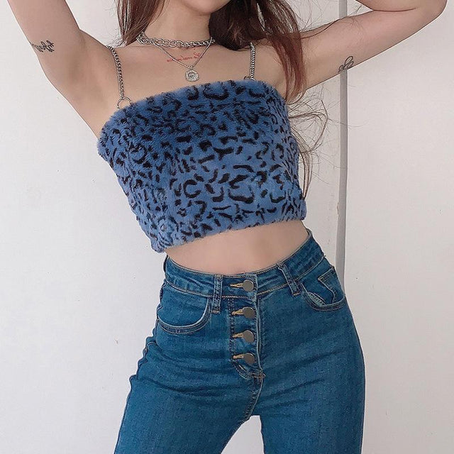 Fuzzy Feline Feelz Chain Strap Crop Top – Empty Soda