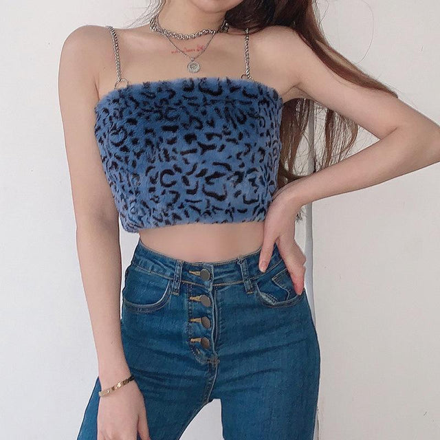 Fuzzy Feline Feelz Chain Strap Crop Top – Empty Soda