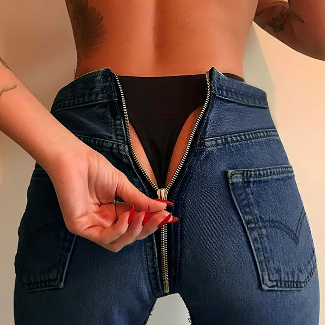 Camila Butt Lifting Back Zipper Jeans Empty Soda