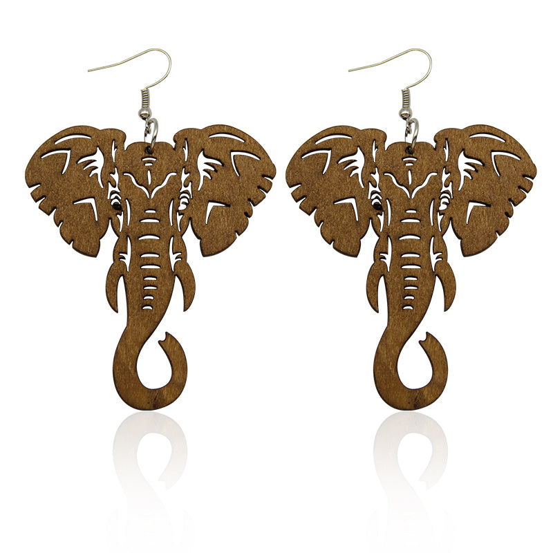 Wooden Elephant earrings - treshastreasure