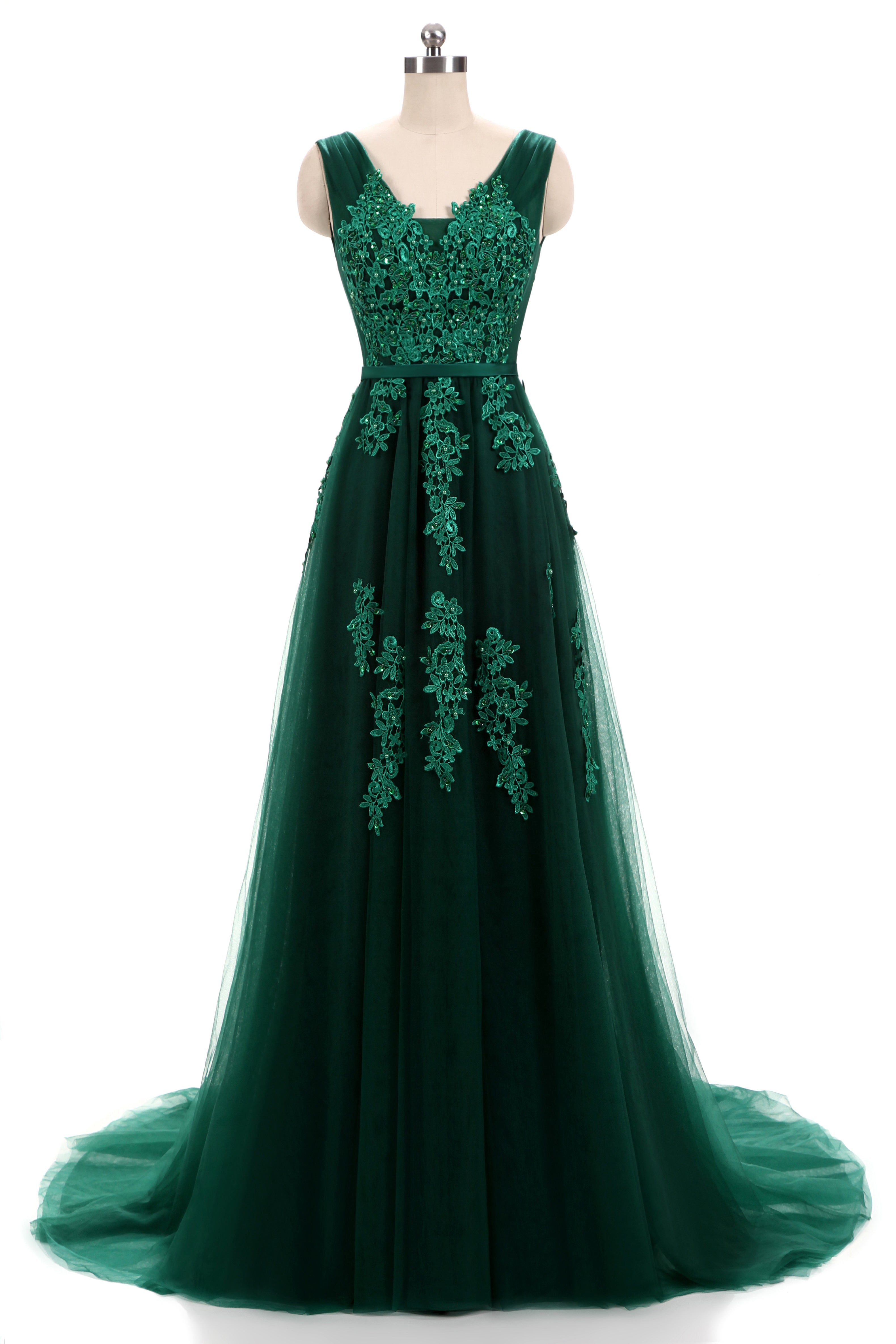 Forest Green Lace Formal Prom Evening Dress With Open Back Jojo Shop 6068