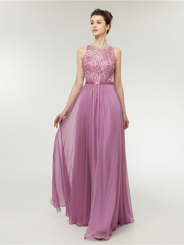 Light Magenta Long Chiffon Formal Prom Dress JoJo Shop