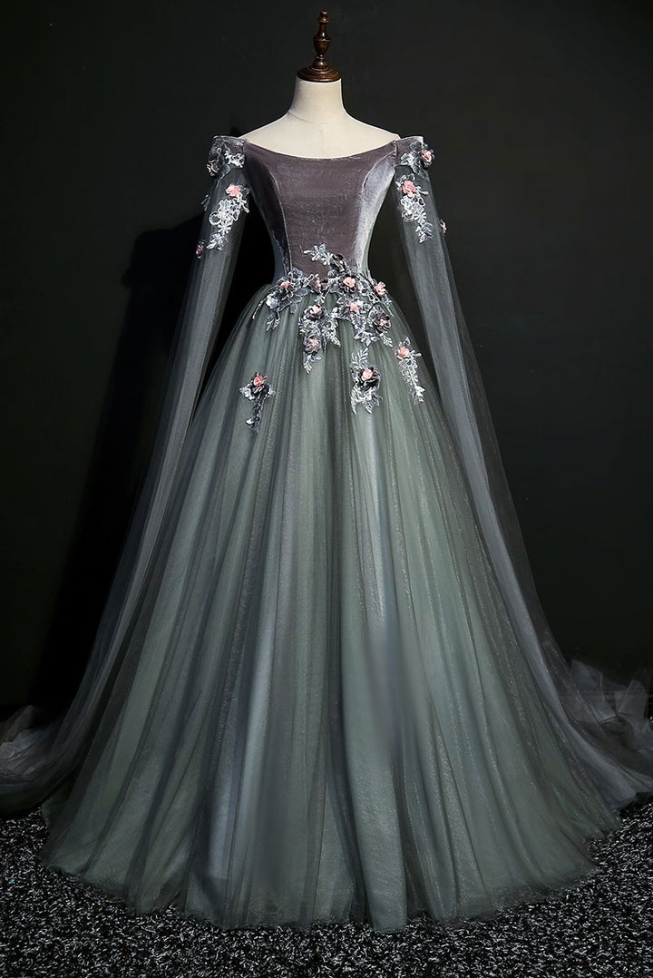 Gray Off the Shoulder Velvet Long Evening Prom Dress AL3001 – JoJo Shop