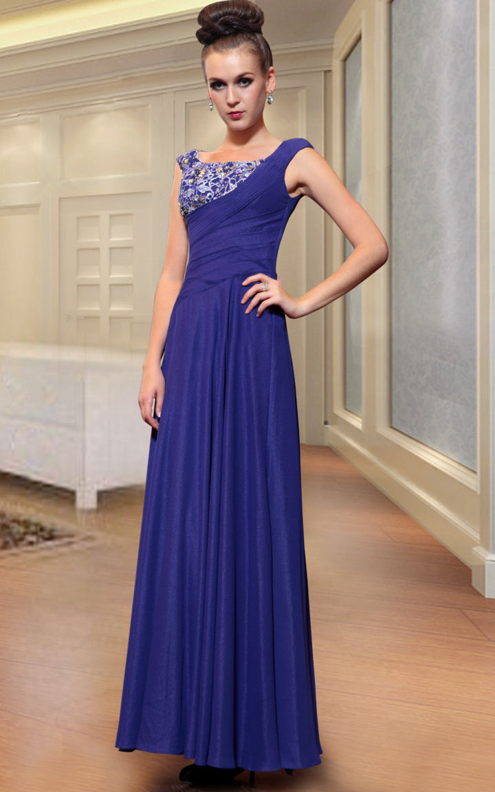 Dark Blue Jeweled Evening Prom Formal Dress – JoJo Shop