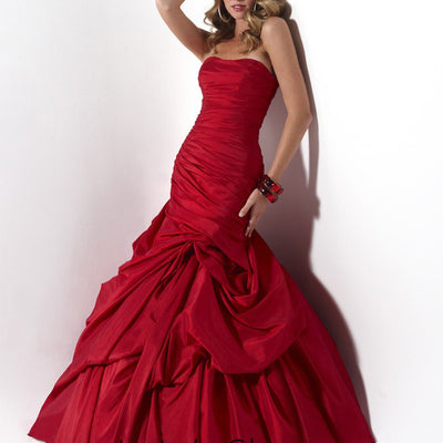 Red Ruched Strapless Fit And Flare Formal Evening Dress HB2012C – JoJo Shop