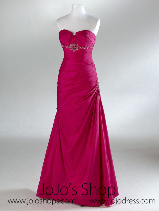 ruched evening gown