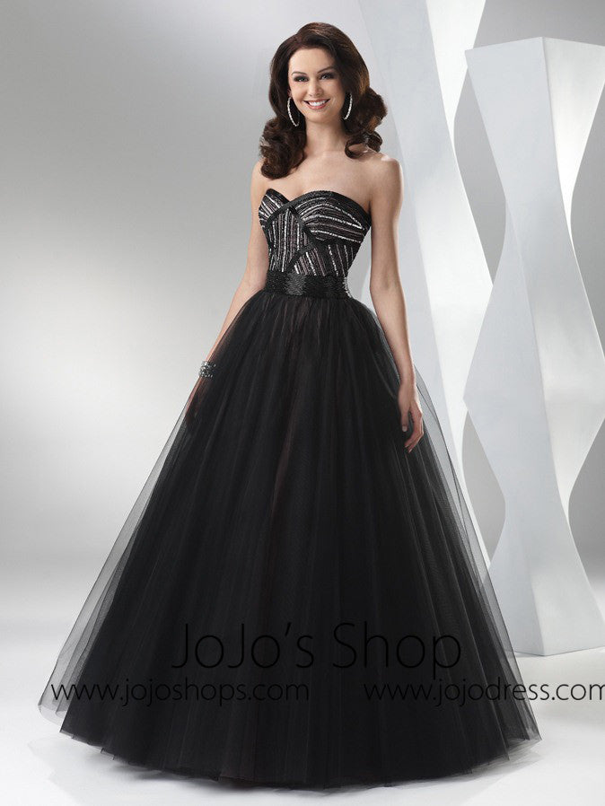 strapless tulle prom dress