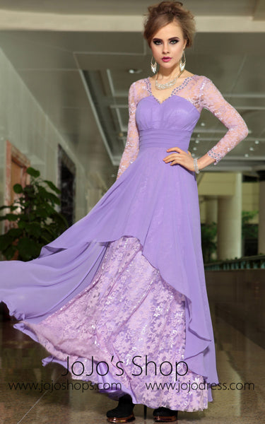 Grecian Purple Long Sleeves Formal V Neck Prom Evening Cocktail Dress ...