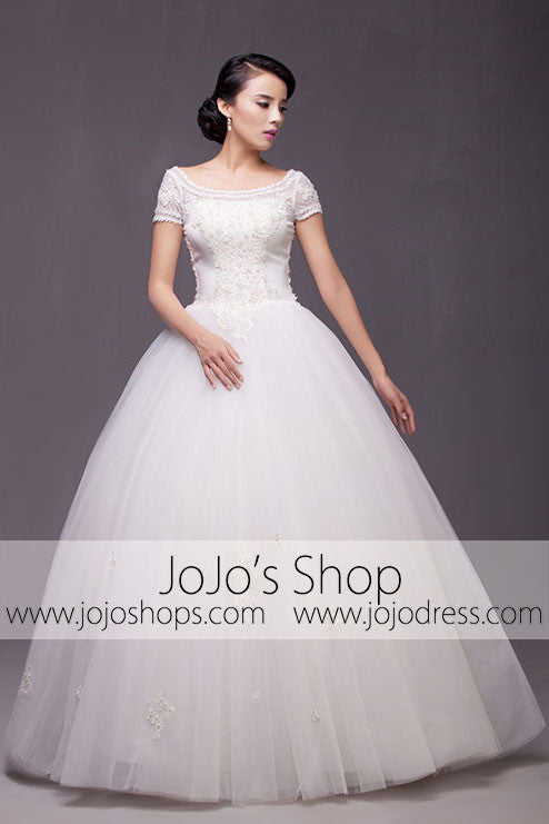 short sleeve ball gown wedding dress