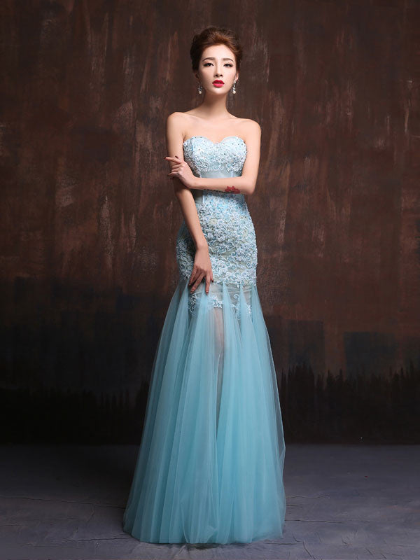 aqua blue evening gown