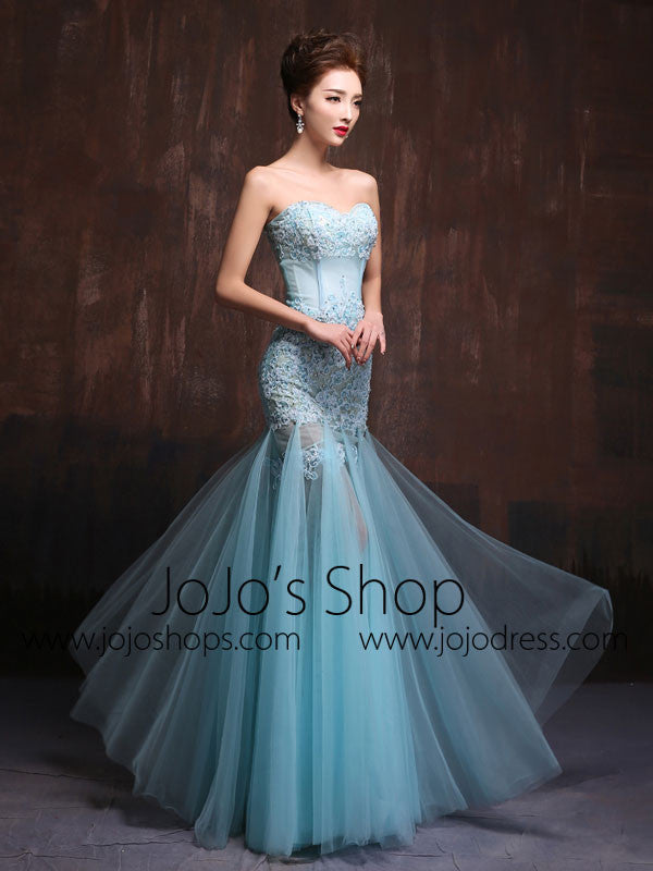 aqua evening gown