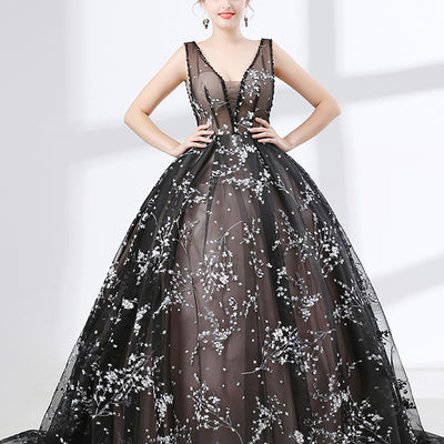 Black Lace Ball Gown Formal Evening Dress – JoJo Shop