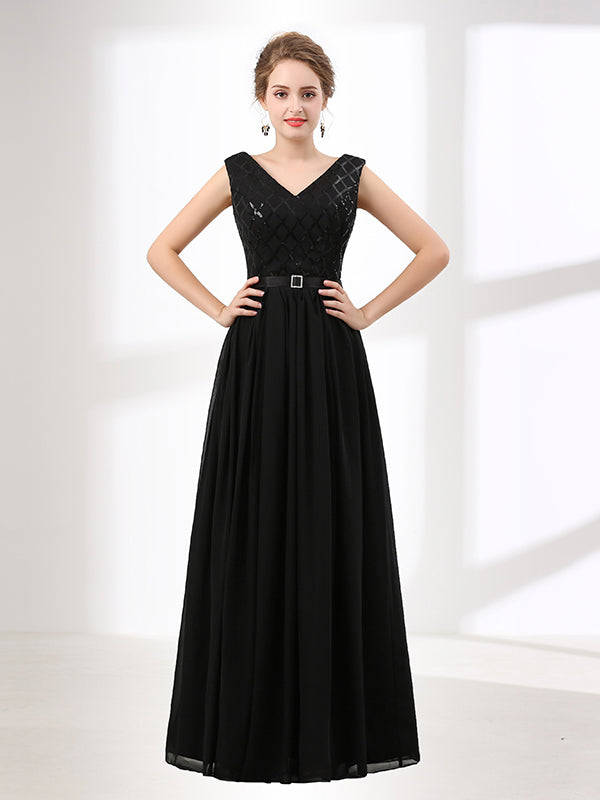 Elegant Long Black Formal Evening Dress 