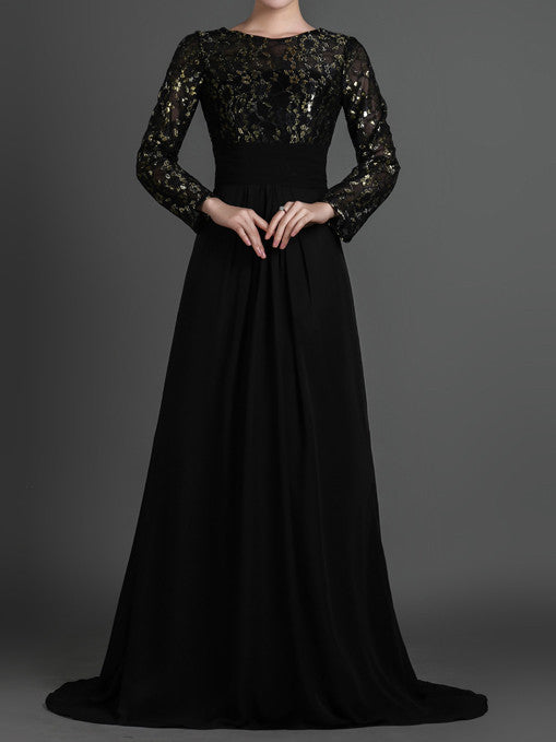 modest long black formal dresses