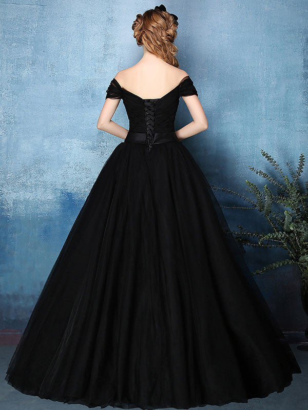 Black Off Shoulder Tulle Ball Gown Formal Dress | X1603 – JoJo Shop