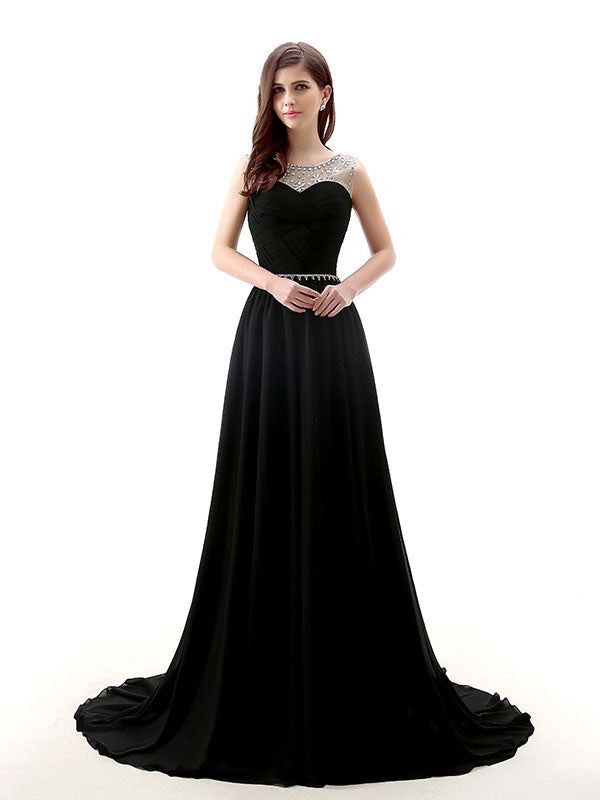 black maxi chiffon dress