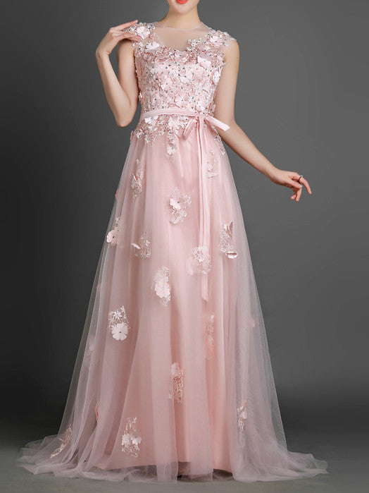 pink floral dress prom